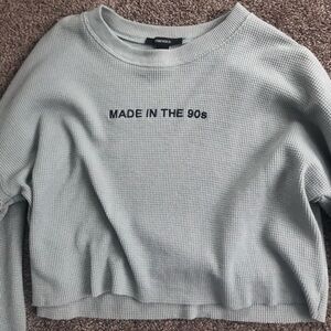 Forever 21 Gray Ribbed Crop Sweatshirt